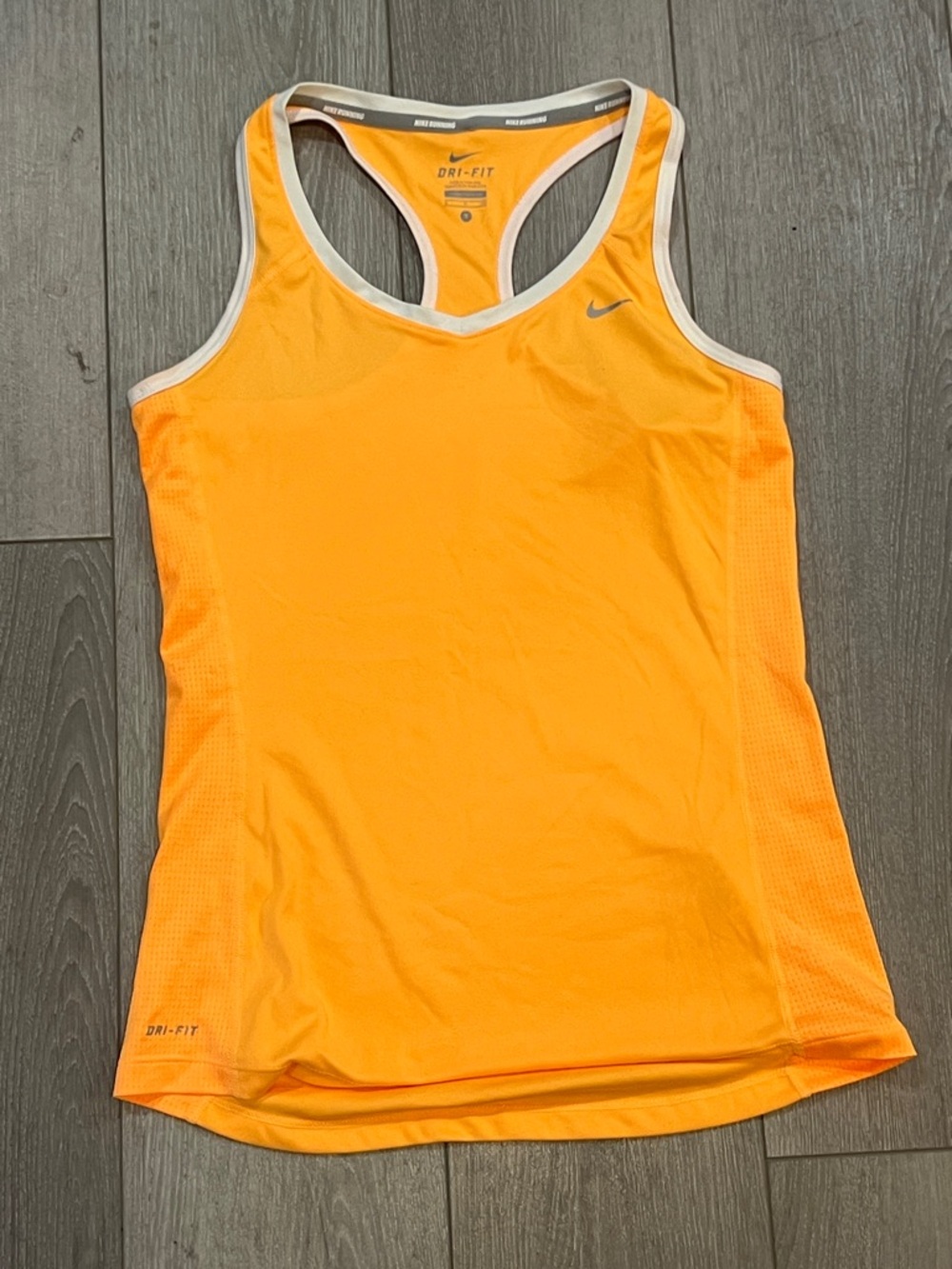 Nike Women's Bright Orange Racerback Dri-FIT Tank with White Trim